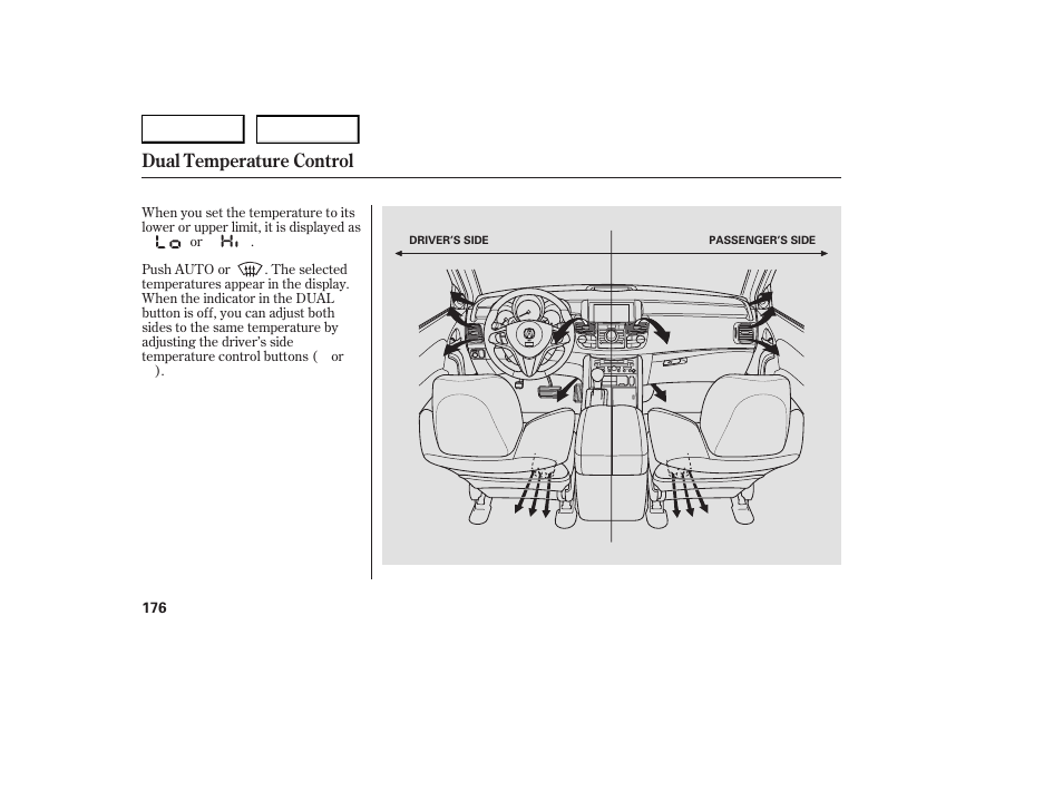 Dual temperature control | Acura 2007 RDX - Owner's Manual User Manual | Page 180 / 442