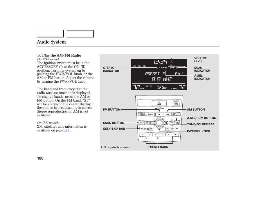 Audio system | Acura 2007 RDX - Owner's Manual User Manual | Page 184 / 442