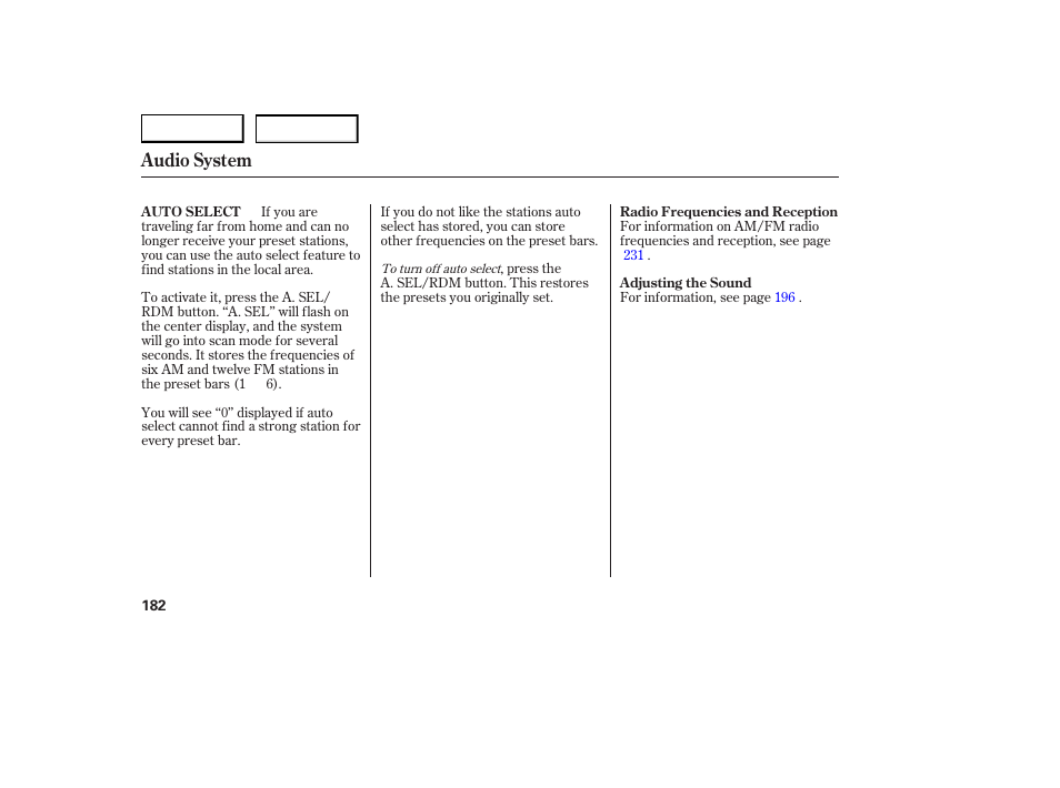 Audio system | Acura 2007 RDX - Owner's Manual User Manual | Page 186 / 442