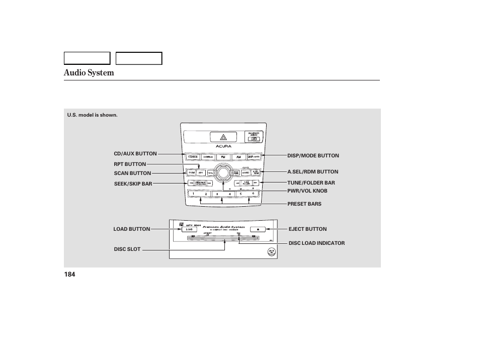 Audio system | Acura 2007 RDX - Owner's Manual User Manual | Page 188 / 442