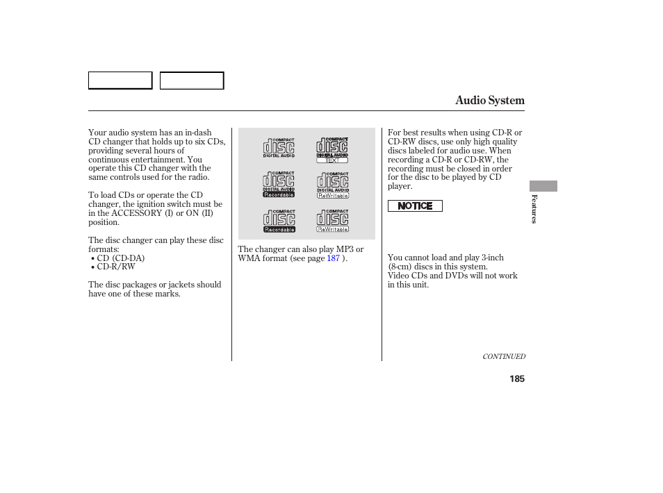 Audio system | Acura 2007 RDX - Owner's Manual User Manual | Page 189 / 442
