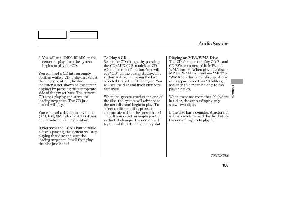 Audio system | Acura 2007 RDX - Owner's Manual User Manual | Page 191 / 442