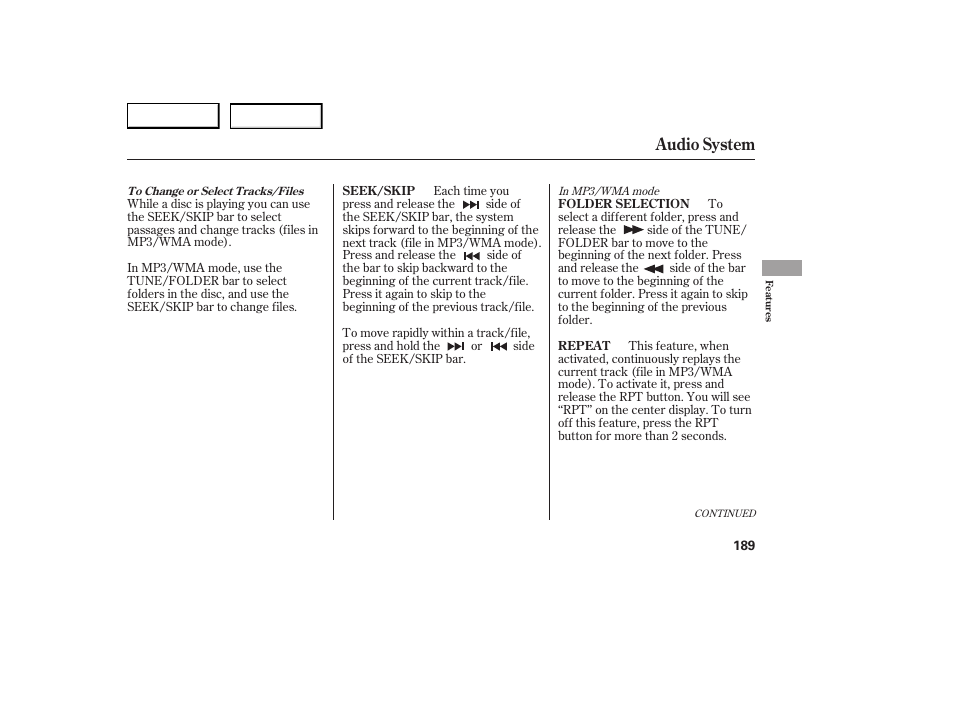 Audio system | Acura 2007 RDX - Owner's Manual User Manual | Page 193 / 442