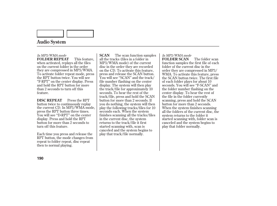 Audio system | Acura 2007 RDX - Owner's Manual User Manual | Page 194 / 442