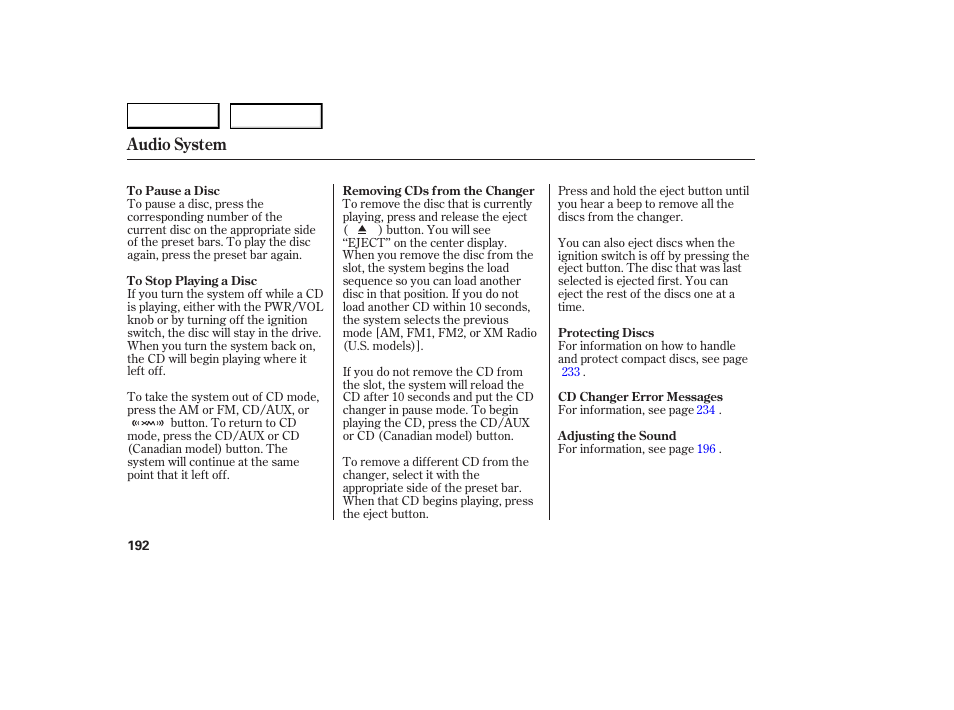 Audio system | Acura 2007 RDX - Owner's Manual User Manual | Page 196 / 442