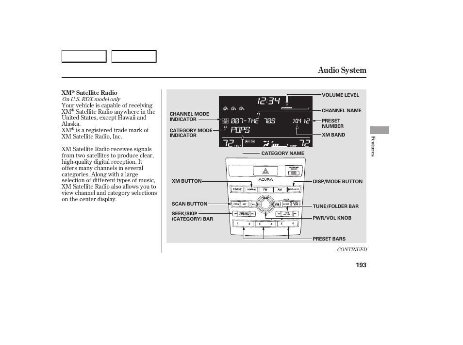 Audio system | Acura 2007 RDX - Owner's Manual User Manual | Page 197 / 442