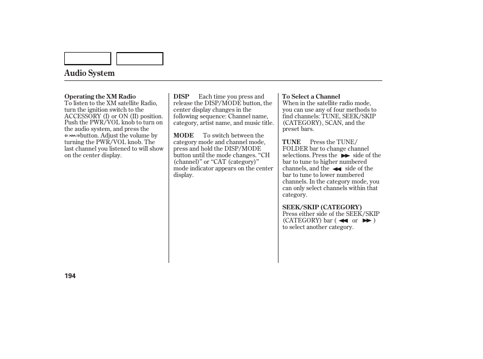 Audio system | Acura 2007 RDX - Owner's Manual User Manual | Page 198 / 442