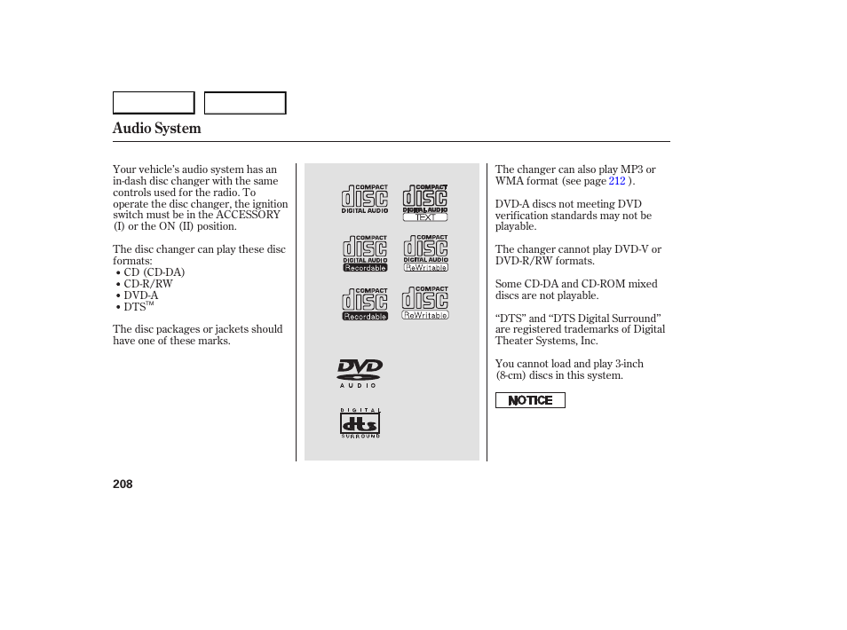 Audio system | Acura 2007 RDX - Owner's Manual User Manual | Page 212 / 442