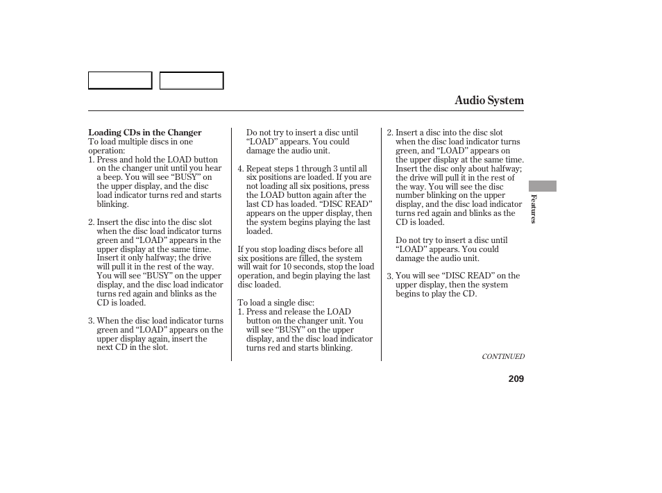 Audio system | Acura 2007 RDX - Owner's Manual User Manual | Page 213 / 442