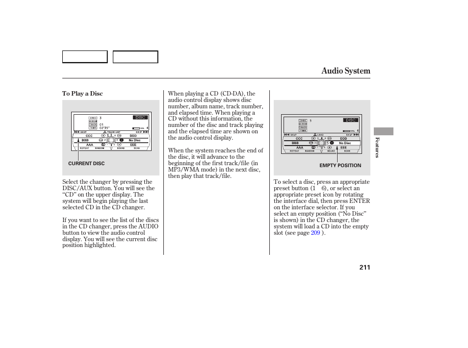 Audio system | Acura 2007 RDX - Owner's Manual User Manual | Page 215 / 442