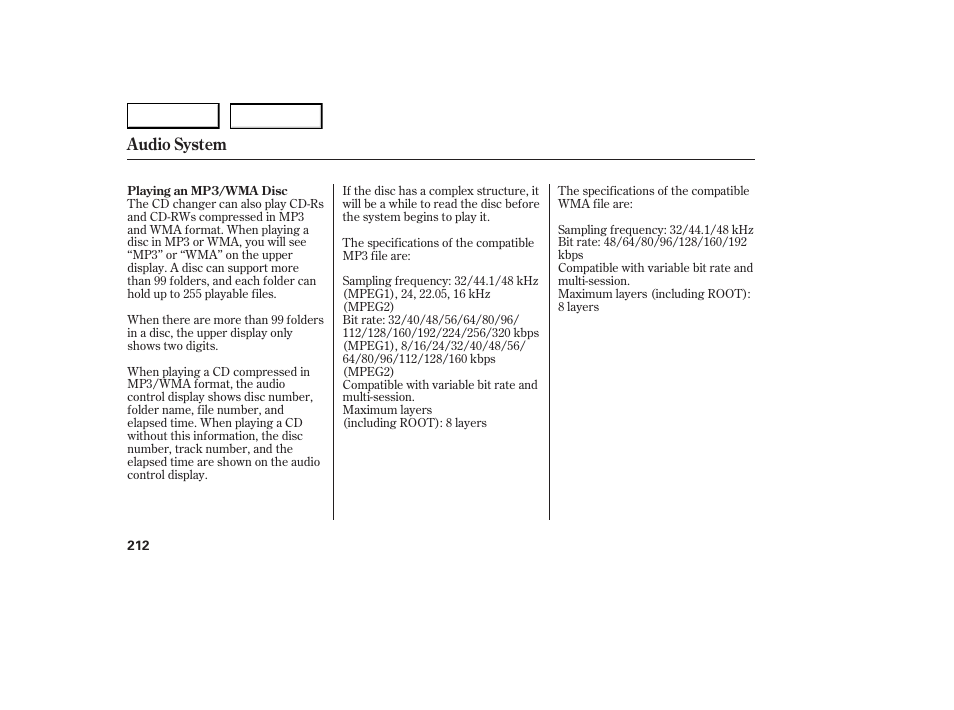 Audio system | Acura 2007 RDX - Owner's Manual User Manual | Page 216 / 442