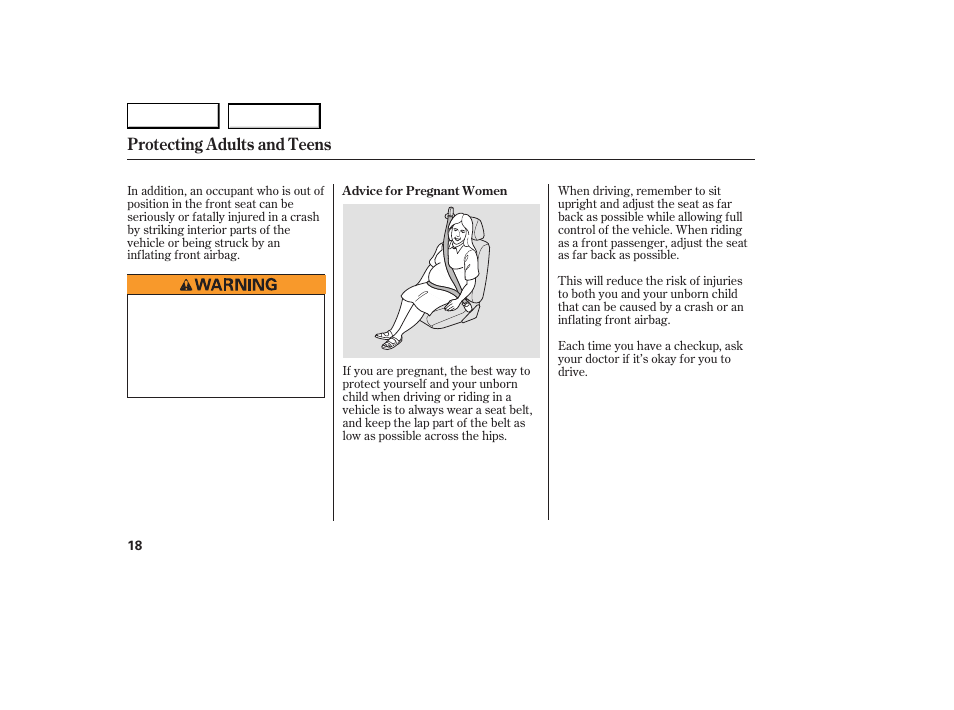 Protecting adults and teens | Acura 2007 RDX - Owner's Manual User Manual | Page 22 / 442