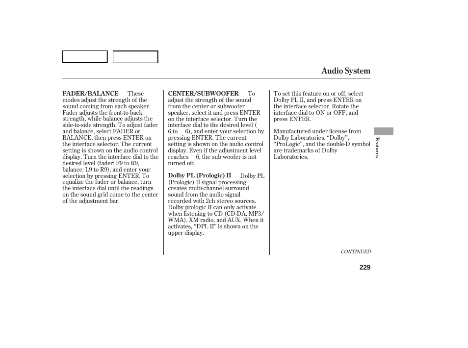 Audio system | Acura 2007 RDX - Owner's Manual User Manual | Page 233 / 442