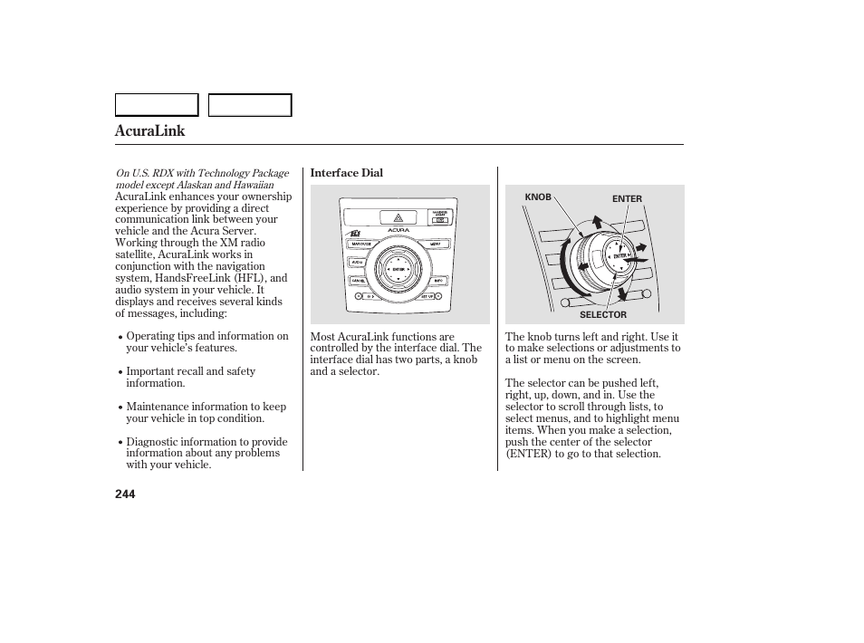 Acuralink | Acura 2007 RDX - Owner's Manual User Manual | Page 248 / 442