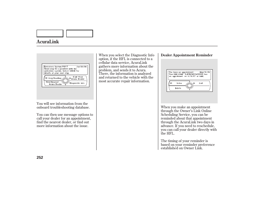 Acuralink | Acura 2007 RDX - Owner's Manual User Manual | Page 256 / 442