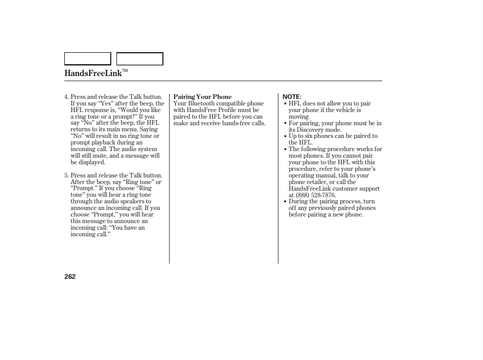 Handsfreelink | Acura 2007 RDX - Owner's Manual User Manual | Page 266 / 442