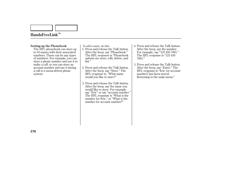 Handsfreelink | Acura 2007 RDX - Owner's Manual User Manual | Page 274 / 442