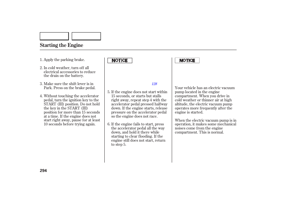 Starting the engine | Acura 2007 RDX - Owner's Manual User Manual | Page 298 / 442