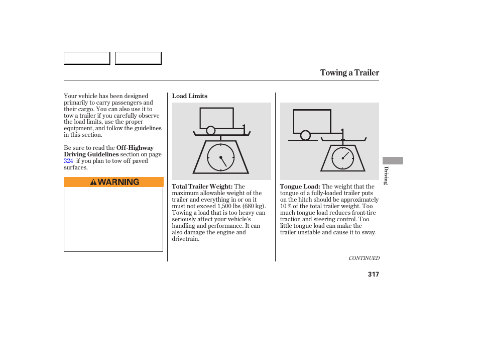 Towing a trailer | Acura 2007 RDX - Owner's Manual User Manual | Page 321 / 442