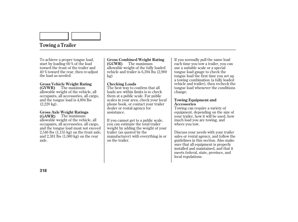 Towing a trailer | Acura 2007 RDX - Owner's Manual User Manual | Page 322 / 442