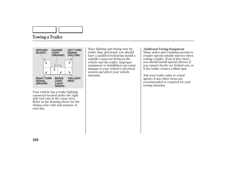 Towing a trailer | Acura 2007 RDX - Owner's Manual User Manual | Page 324 / 442