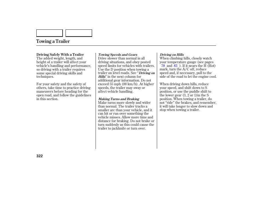 Towing a trailer | Acura 2007 RDX - Owner's Manual User Manual | Page 326 / 442