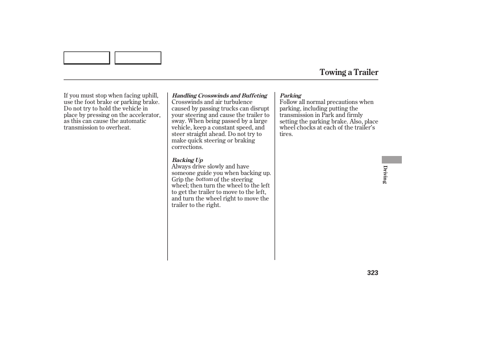 Towing a trailer | Acura 2007 RDX - Owner's Manual User Manual | Page 327 / 442