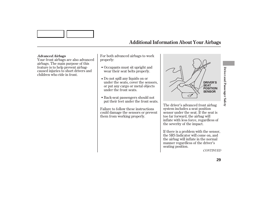 Additional information about your airbags | Acura 2007 RDX - Owner's Manual User Manual | Page 33 / 442