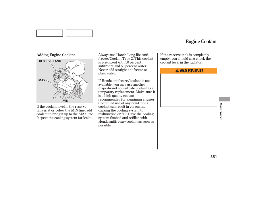 Engine coolant | Acura 2007 RDX - Owner's Manual User Manual | Page 355 / 442