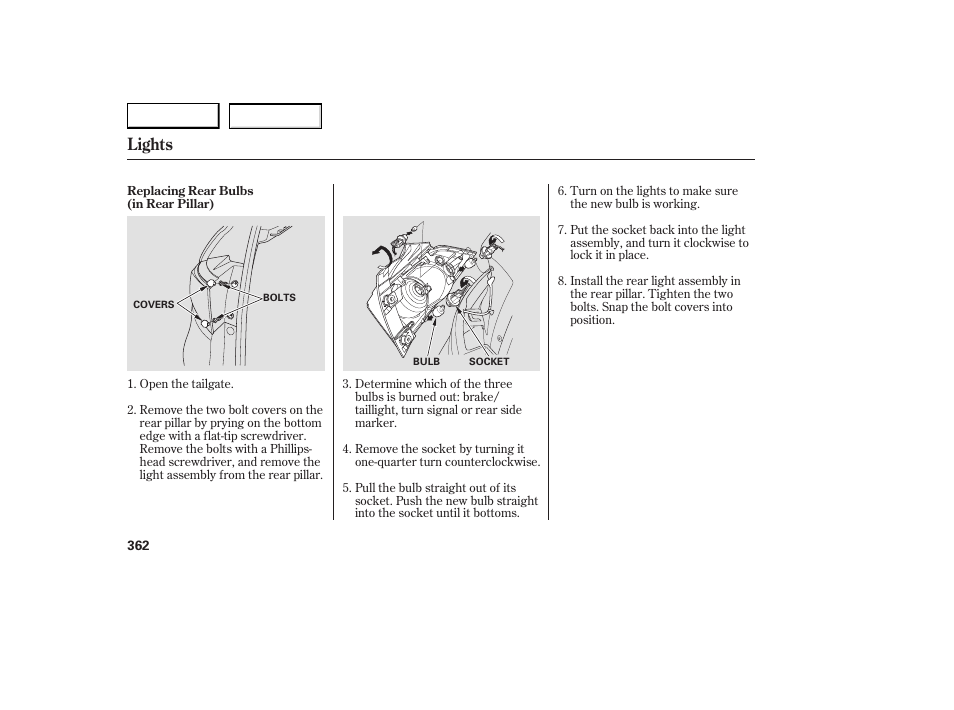 Lights | Acura 2007 RDX - Owner's Manual User Manual | Page 366 / 442
