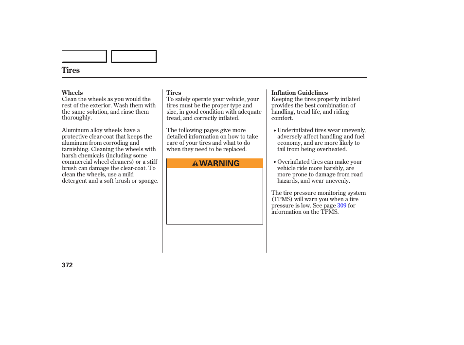 Tires | Acura 2007 RDX - Owner's Manual User Manual | Page 376 / 442