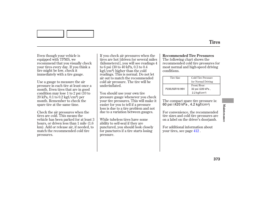 Tires | Acura 2007 RDX - Owner's Manual User Manual | Page 377 / 442