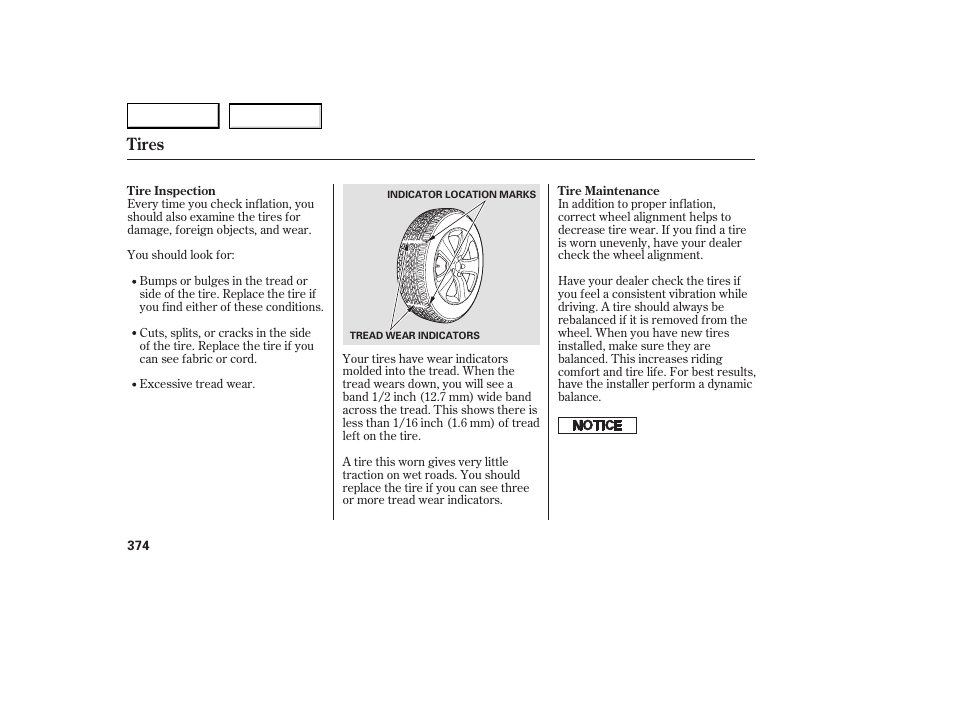 Tires | Acura 2007 RDX - Owner's Manual User Manual | Page 378 / 442