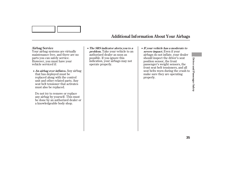 Additional information about your airbags | Acura 2007 RDX - Owner's Manual User Manual | Page 39 / 442