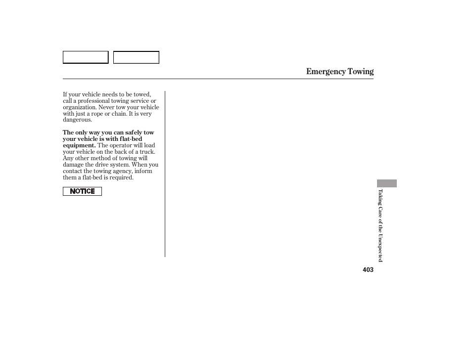 Emergency towing | Acura 2007 RDX - Owner's Manual User Manual | Page 407 / 442