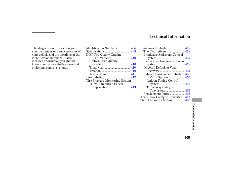 Technical information | Acura 2007 RDX - Owner's Manual User Manual | Page 409 / 442