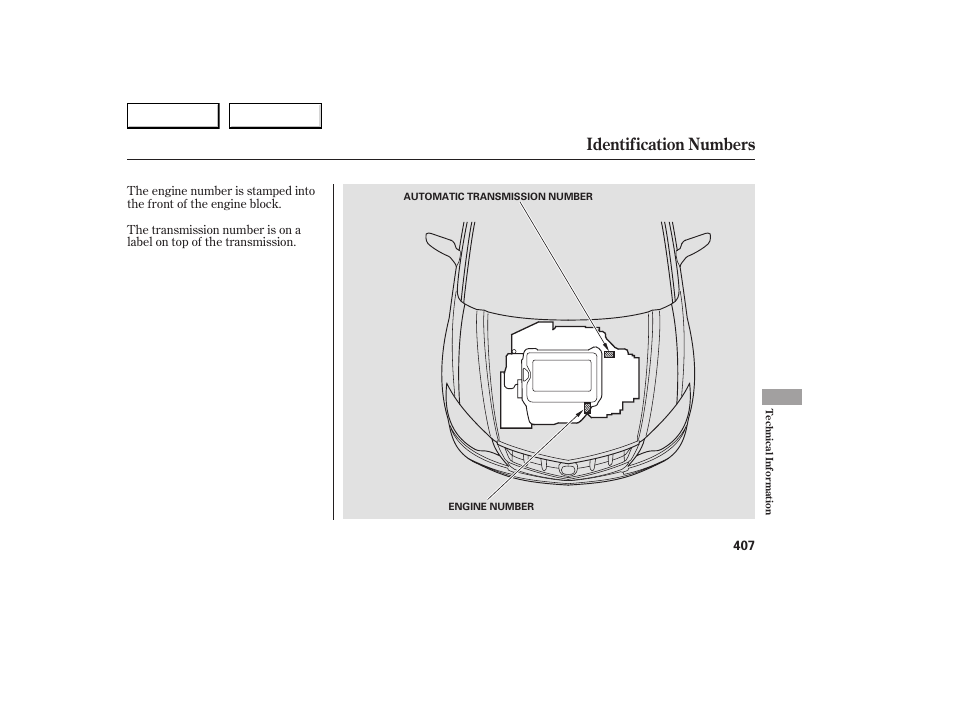 Identification numbers | Acura 2007 RDX - Owner's Manual User Manual | Page 411 / 442