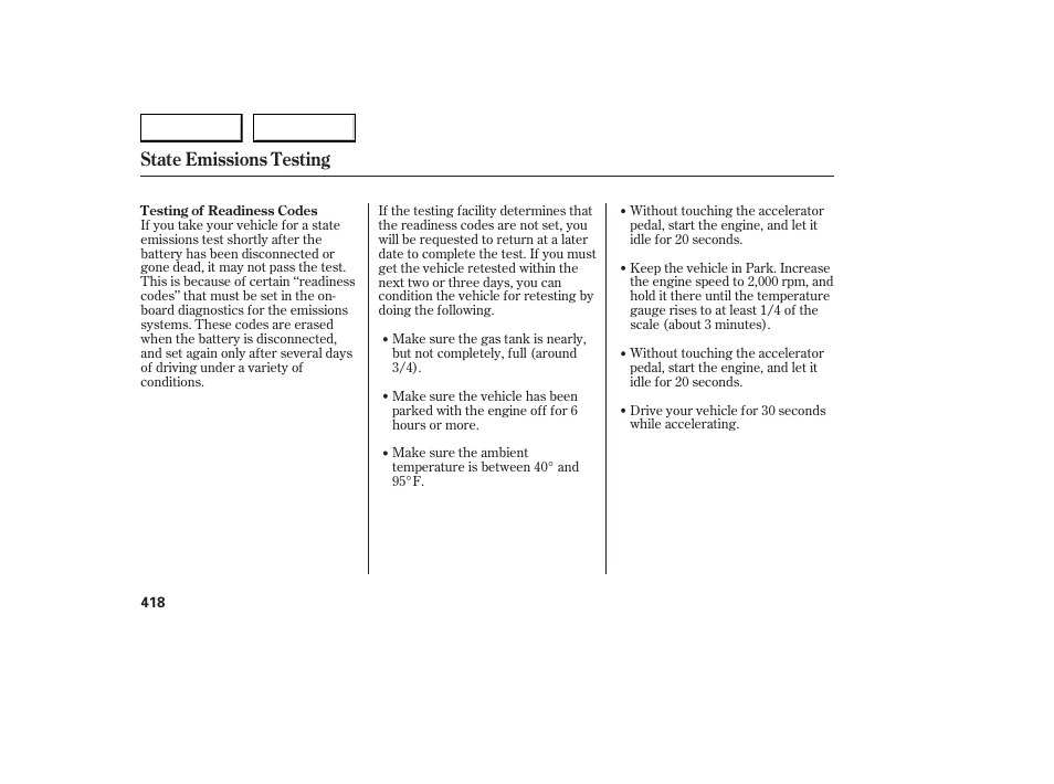 State emissions testing | Acura 2007 RDX - Owner's Manual User Manual | Page 422 / 442
