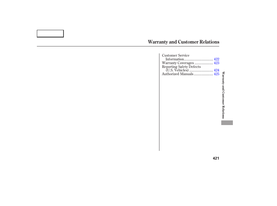 Warranty and customer relations | Acura 2007 RDX - Owner's Manual User Manual | Page 425 / 442