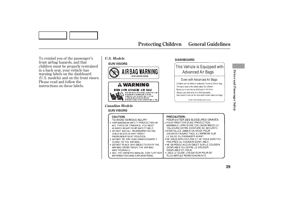 Protecting children general guidelines | Acura 2007 RDX - Owner's Manual User Manual | Page 43 / 442