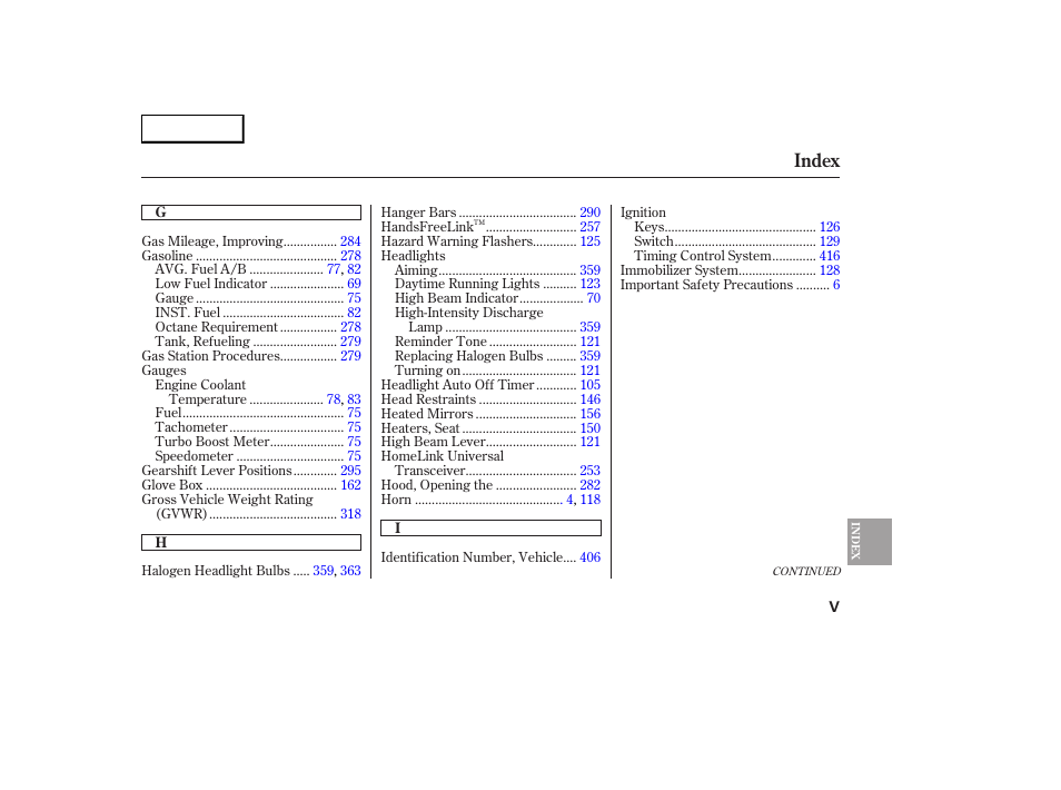 Index | Acura 2007 RDX - Owner's Manual User Manual | Page 435 / 442