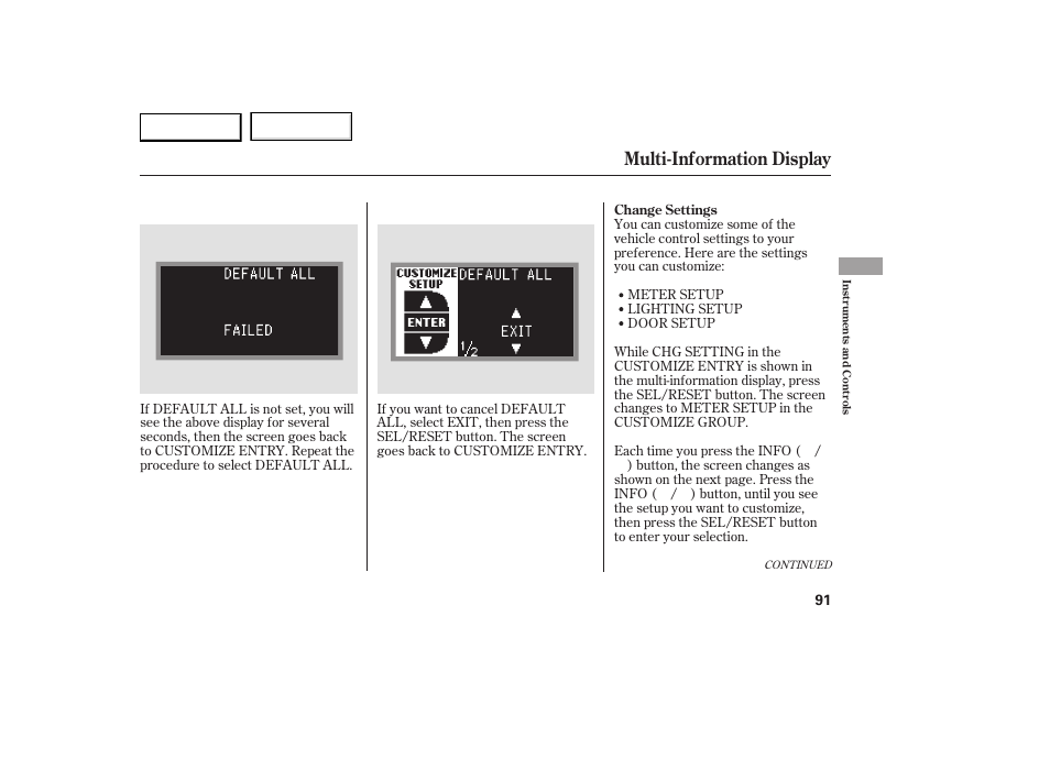 Multi-information display | Acura 2007 RDX - Owner's Manual User Manual | Page 95 / 442