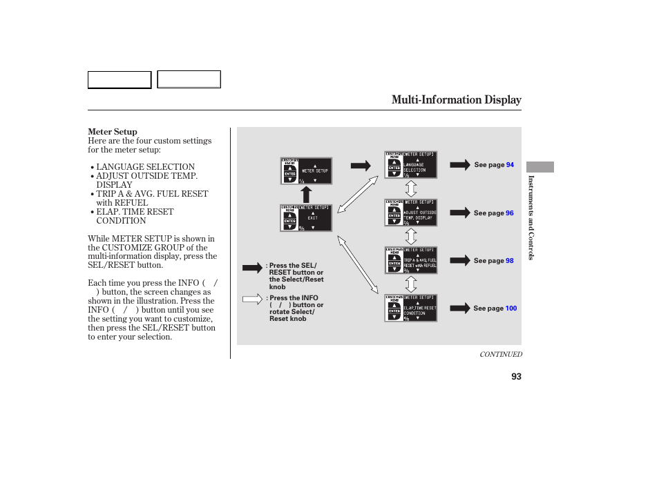 Multi-information display | Acura 2007 RDX - Owner's Manual User Manual | Page 97 / 442