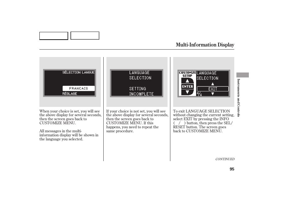 Multi-information display | Acura 2007 RDX - Owner's Manual User Manual | Page 99 / 442