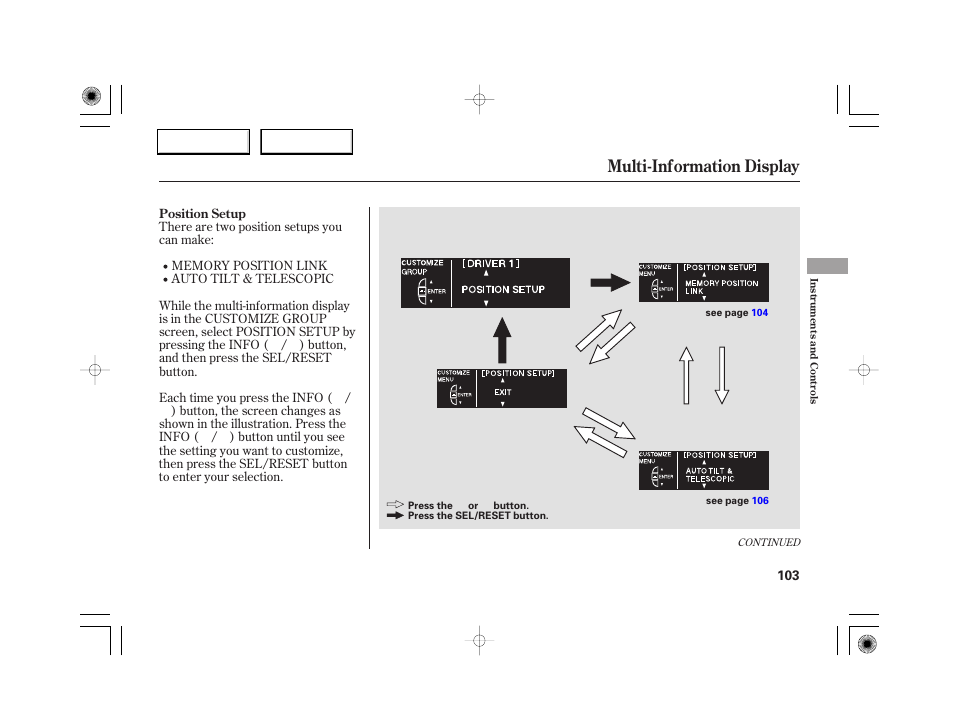 Multi-information display | Acura 2007 RL - Owner's Manual User Manual | Page 105 / 491
