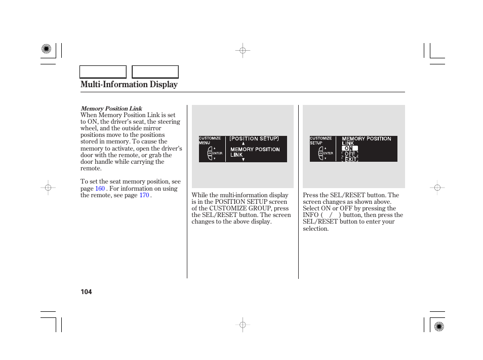 Multi-information display | Acura 2007 RL - Owner's Manual User Manual | Page 106 / 491