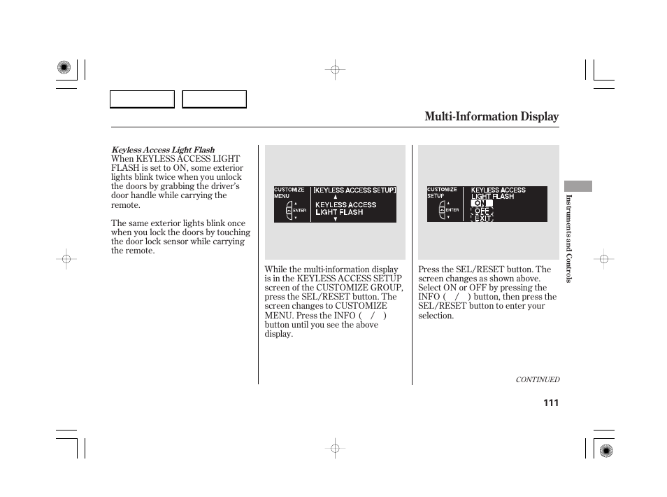 Multi-information display | Acura 2007 RL - Owner's Manual User Manual | Page 113 / 491
