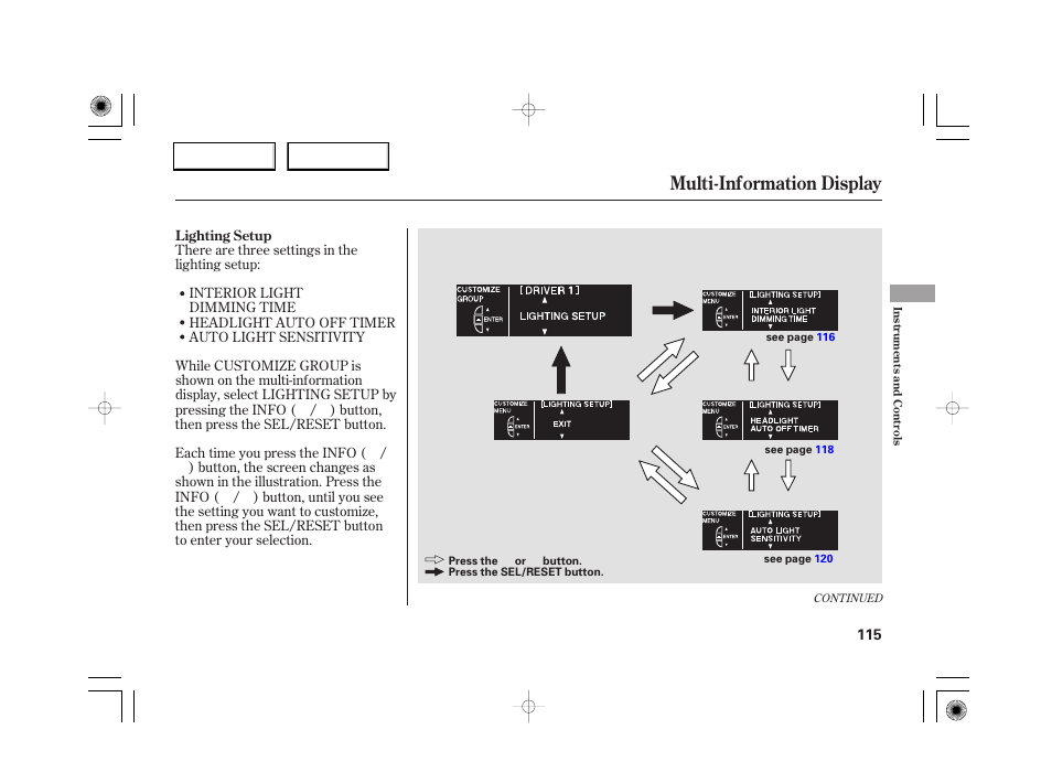 Multi-information display | Acura 2007 RL - Owner's Manual User Manual | Page 117 / 491
