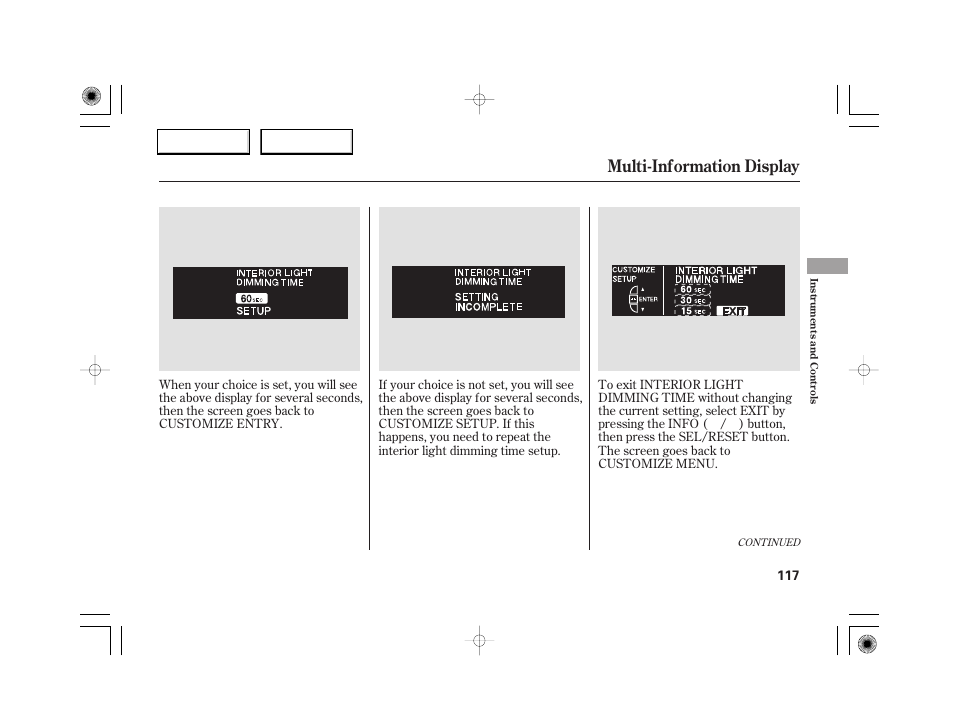 Multi-information display | Acura 2007 RL - Owner's Manual User Manual | Page 119 / 491