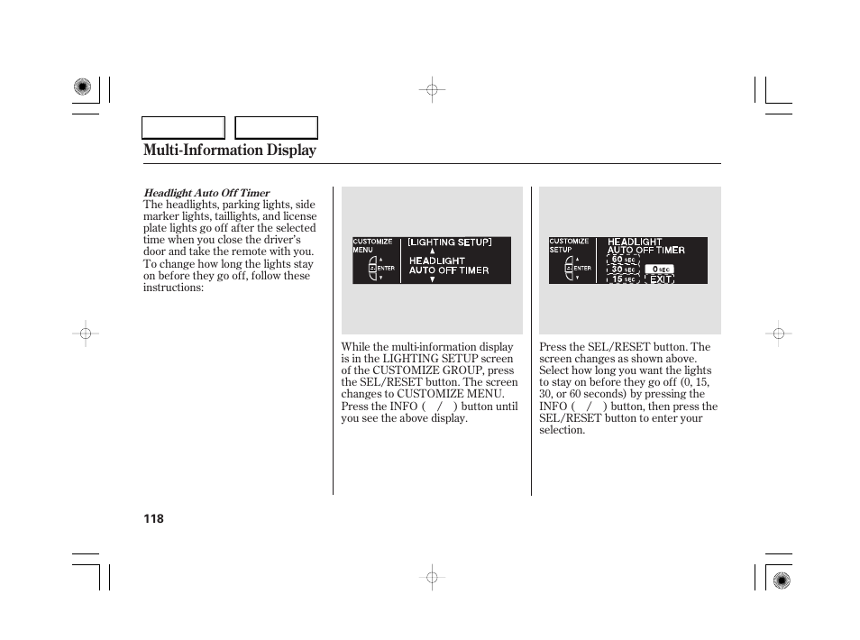 Multi-information display | Acura 2007 RL - Owner's Manual User Manual | Page 120 / 491